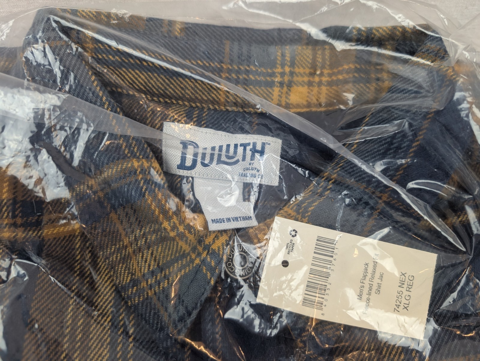Duluth Trading Mens Flapjack Fleece Lined Shirt Jacket Size XL Blue/Yellow Plaid Item image 3