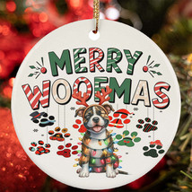 Merry Woofmas American Staffordshire Terrier Dog Paws Lover Christmas Ornament - $15.79