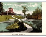 Illinois Central Railroad Depot Rockford Illinois IL UNP DB Postcard Y5 - $3.91