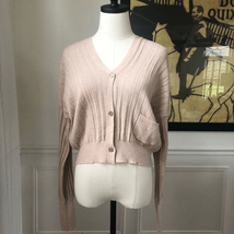 Lavender Sketch Cropped Wide Rib Cardigan M - $24.48