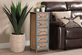 Dennis Antique Gray Whitewashed Oak Brown 5-Drawer Accent Storage Cabinet - $2,997.46 MXN