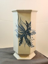 Vintage Hexagon Large/ Tall Ceramic Handmade Decoupage Abstract Floral Vase 1982 - £31.38 GBP