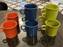 Fiestaware Tom &amp; Jerry O-Ring Handle Coffee Mugs Lot Of 8 Colors - £38.94 GBP