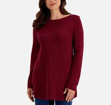 Karen Scott Womens Plus 3X Merlot Curved Hem Tunic Sweater NWT CP18 - $24.49
