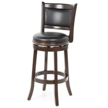 Cappuccino 29-inch Swivel Barstool with Faux Leather Cushion Seat - £186.90 GBP