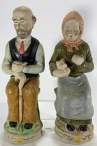 Vintage Figurines Man And Woman Sitting With Cat. Approximately 10&quot;Tall China - £6.00 GBP