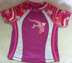 Childs Speedo Pink Swim Surf Rash Guard Short Sleeve Shirt Size S 25-33 Lbs - £6.08 GBP