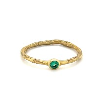 Sterling 18k Yellow Vermeil Bamboo w/ Bezel Set Green Paraiba Ring Sz 5.50 - $58.41