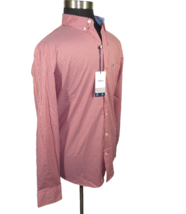 Izod Sportflex Men&#39;s Size M Red Blue Gingham Check Non-Iron Long Sleeve Shirt - £19.66 GBP