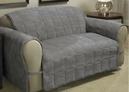 Ultimate-Furniture Loveseat Protector Grey 100% quilted polyester Pet Slip Cover - £20.86 GBP