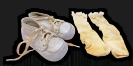 1960s Baby Shoes &amp; Socks Set Pair Vintage Baby Girl or Doll Vintage - $18.49