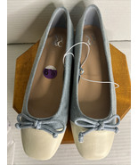 NY&amp;C ballerina flat shoes women denim with cream size 6.5 - $24.06