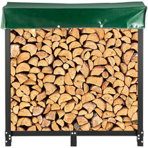 VEVOR Firewood Log Rack Firewood Rack Outdoor 6ft Black Wood Storage Stand Steel - £69.53 GBP