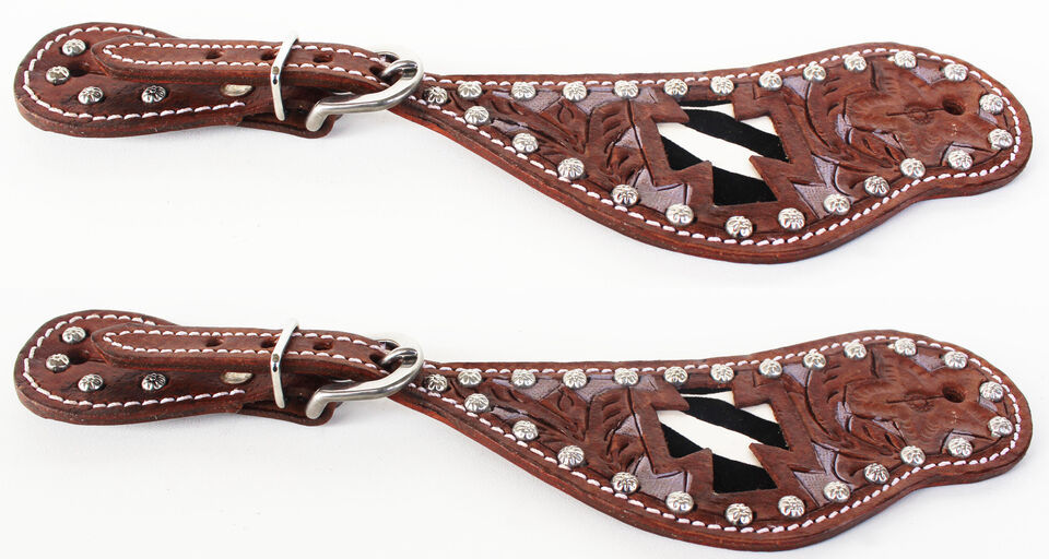 Horse Western Riding Cowboy Boots Leather Spur Straps Tack  7433 - $26.72