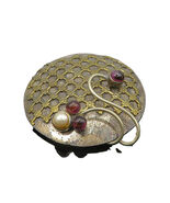 DESIGNER 925 Silver  Vintage Pearl &amp; Amethyst Floral Pattern Brooch Pin ... - $135.69