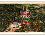 Aerial View Holy Hill Shrine Wisconsin WI LInen Postcard W20 - $3.49