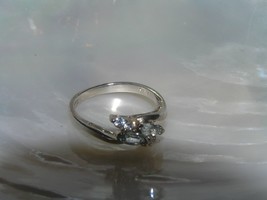 Estate 925 Silver Avon Signed Thin Band with Light Blue Clear Rhinestone... - $15.70
