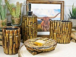 Western Rifle Bullets Soap Pump Tumbler Cup Soap Dish And Toothbrush Hol... - $745.92 MXN