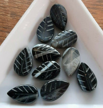 8mm  x 12mm Black Lace Agate Leaf Beads (10) TEN BEADS - £2.37 GBP