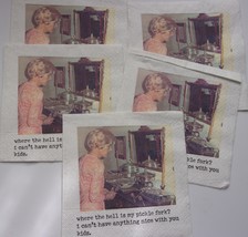 Vintage 5 Comic Napkins With 60’s Photo - £1.59 GBP