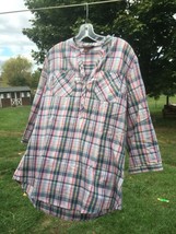 Women&#39;s Medium Bit &amp; Bridle Partial Button Down Plaid Flannel Western Shirt - £7.08 GBP