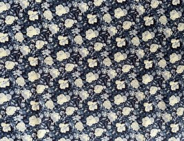 Fabric Remnant Blue Roses Cotton Print Color My World by Fabri-Quilt #956 45x36&quot; - £11.46 GBP