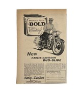 Vtg 1960 Harley Davidson Motor Company Duo-Glide Motorcycle B&amp;W Print Ad... - $9.12 CAD