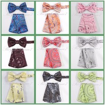 Paisley Pattern New Men&#39;s Design Bow tie and Pocket Square Hankie Sets W... - $11.87