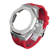 Casioak Steel Case MOD Kit for Shock G-SHOCK GA2100 GA2110 Silver Red Crown - £63.45 GBP