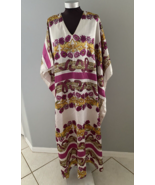 Winlar Caftan One Size Kaftan Ribbon Floral Maxi Dress Boho Beach Silky ... - $19.68