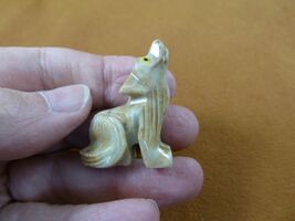 Y-COY-19) little yellow white COYOTE wolf wild dog SOAPSTONE stone PERU ... - $8.99