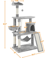  63.5-Inch Multi-Level Cat Tree Tower Condo with Scratching Posts, Platf... - $75.09