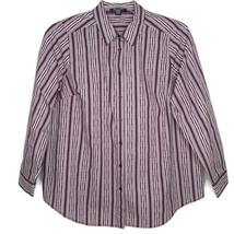 Roaman&#39;s Womens Blouse Size 16W Long Sleeve Button Front Stripe Collared - £10.94 GBP