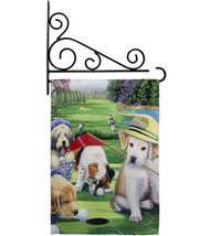 Golfing Puppies Garden Flag Set Dog 13 X18.5 Double-Sided House Banner - £22.09 GBP