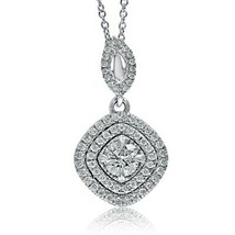 Teardrop Round Cut Diamond Pendant Necklace 16&#39;&#39; Chain 14k White Gold (0... - $2,080.58 CAD