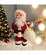 Vtg MCM Santa Doll with Rubber Face Corduroy  Suit 11.5&quot; Tall w/ Toy Sac... - $33.94 CAD