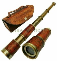 Nautical Brass Telescope 16&quot; Spyglass With Leather Cover Decorative Gift - £61.26 GBP