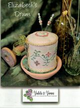 Violets &amp; Verses Cross Sttich Chart Elizabeth's Drum Pincushion - $14.59