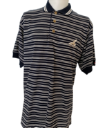 Cutter &amp; Buck Men&#39;s Striped Polo Shirt Black/White Size M Eagle Ridge Logo - $9.49