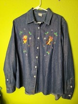 Disney Vintage Winnie The Pooh Button Up Christmas Holiday Shirt  Womens... - £23.11 GBP