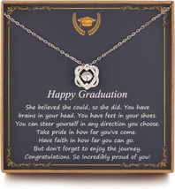 Graduation Gifts for Her 2024 College, Sterling Silver Two Interlocking ... - £34.11 GBP