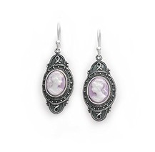 Sterling Silver&quot;Aldine&quot; Resin Cameo Earrings, Lavender - £31.96 GBP