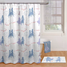 Disney Frozen Shower Curtain and Snowflake Hook Set Bathroom Kids Girls 70x72" - £22.84 GBP