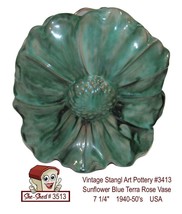 Vintage Stangl Art Deco Pottery #3413 Sunflower Blue Terra Rose Vase - £31.93 GBP