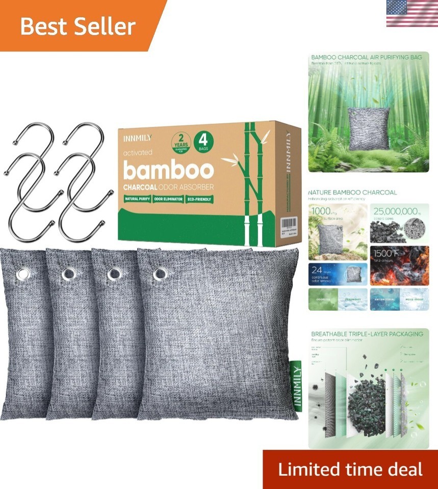 Large Activated Charcoal Odor Absorber 4x500g - Eco-Friendly Fresh Air S... - $46.27