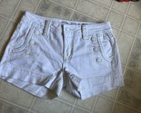 Miss Me White  Denim Shorts Button tab Back Pockets Sz 27 Mid Rise Short - $32.50