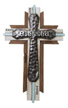 Rustic Western Faux Wood Blessed Faith Love Hope Family Grace Layered Wa... - $23.99