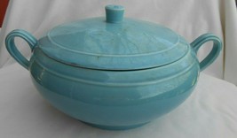 Vernon ware Kilns Turquoise Covered Casserole Dish Vintage Metlox light blue - £41.16 GBP