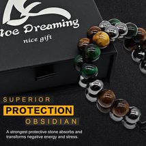 Triple Protection Bracelet, Tiger Eye Bracelet for Men and Women Black Obsidian  - £11.20 GBP