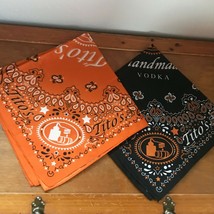 Lot of 2 Black White &amp; Orange Tito’s Vodka Advertising Neck Head Scarf Bandanna  - $13.99